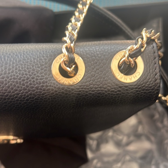 Authentic Chanel Cross Body Two Way Caviar Leather Black Bag - Picture 9 of 10